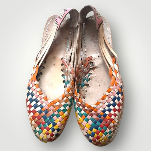 Handmade Mexican Multicolor Leather Huarache Sandals - Picture 3 of 5